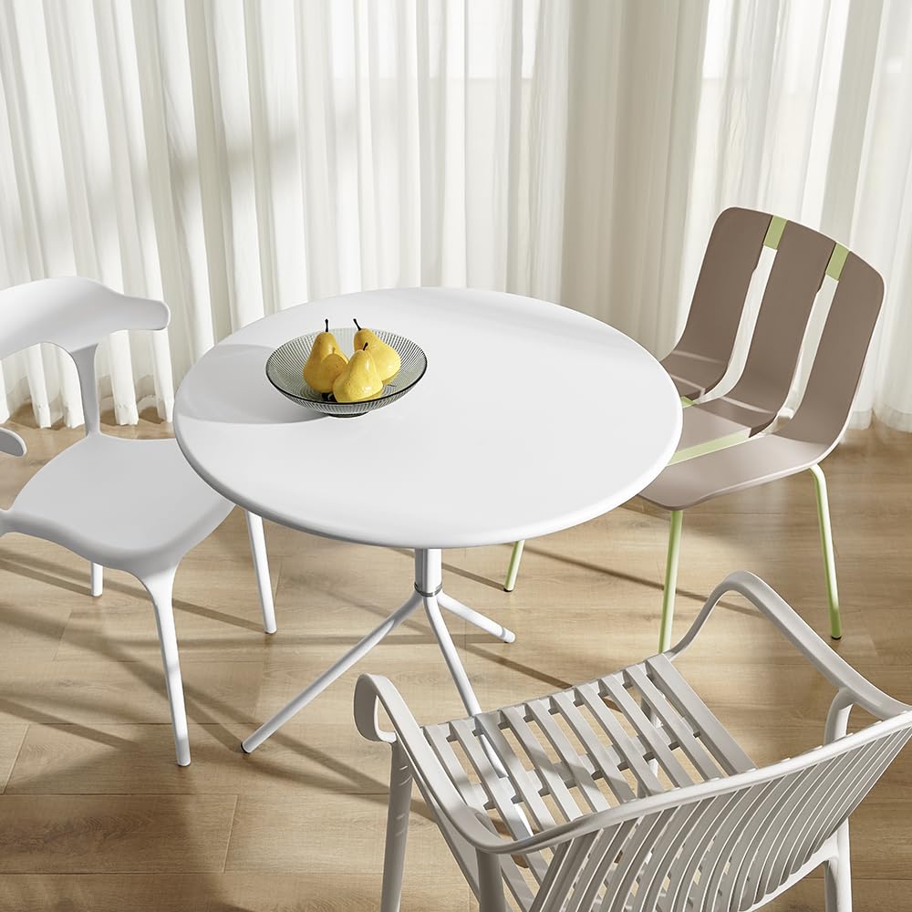 Modern Stackable Outdoor Dining Chairs, Grey Plastic with Arms, Set of 4 (Grey)