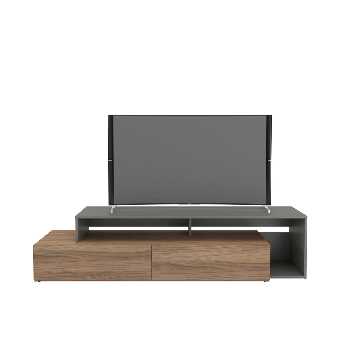 Tonik TV Stand, 72-inch, Nutmeg & Greige, Light Brown and Grey