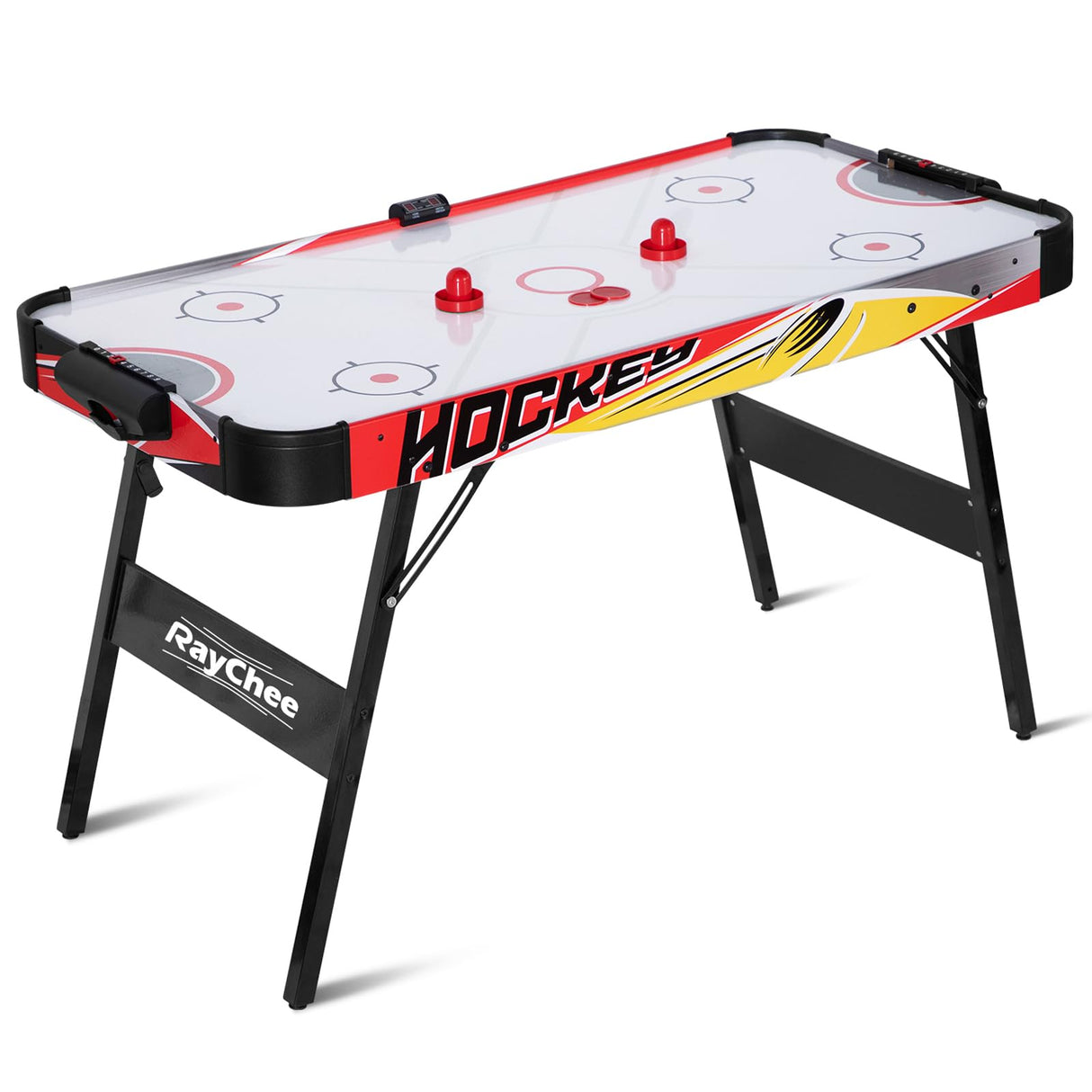 58 Inch Foldable Air Hockey Table, LED Folding Hockey Table Game Set w/2 Pucks