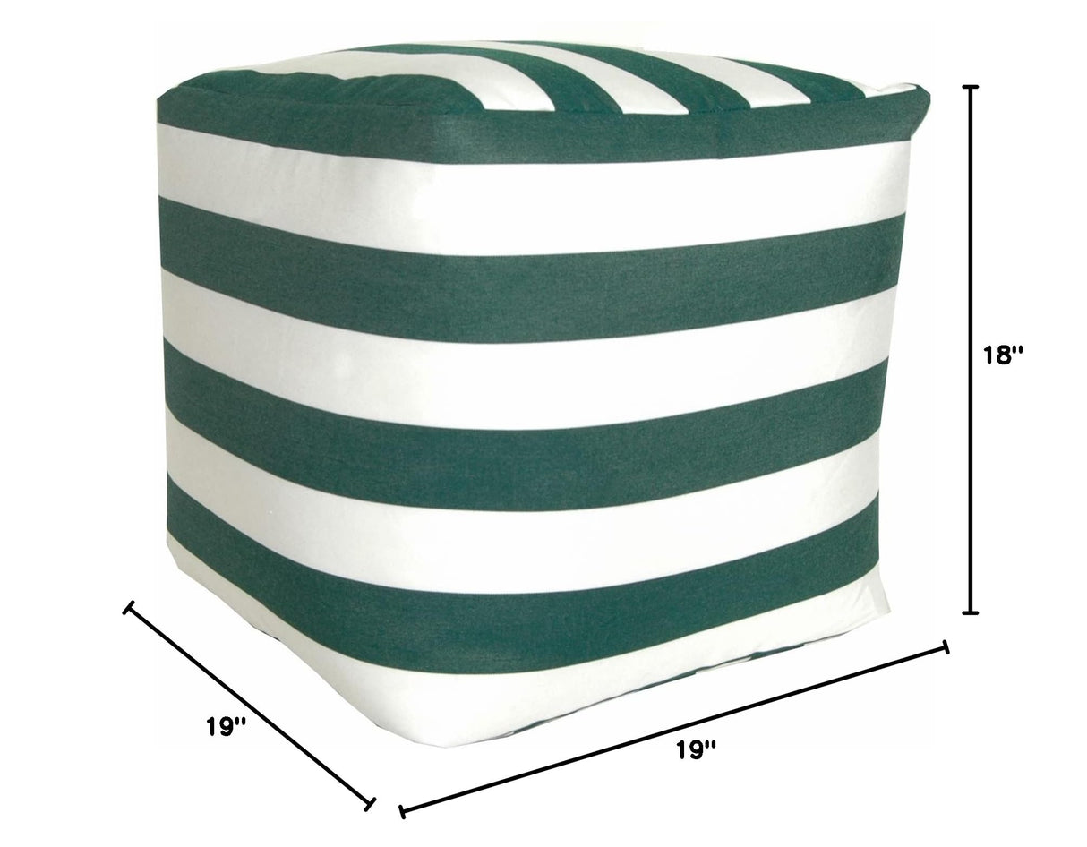 RULU Ottoman Outdoor/Indoor Sunbrella Bean Bag Pouf 19"x19"x18"H Maxim Forest Green, Large