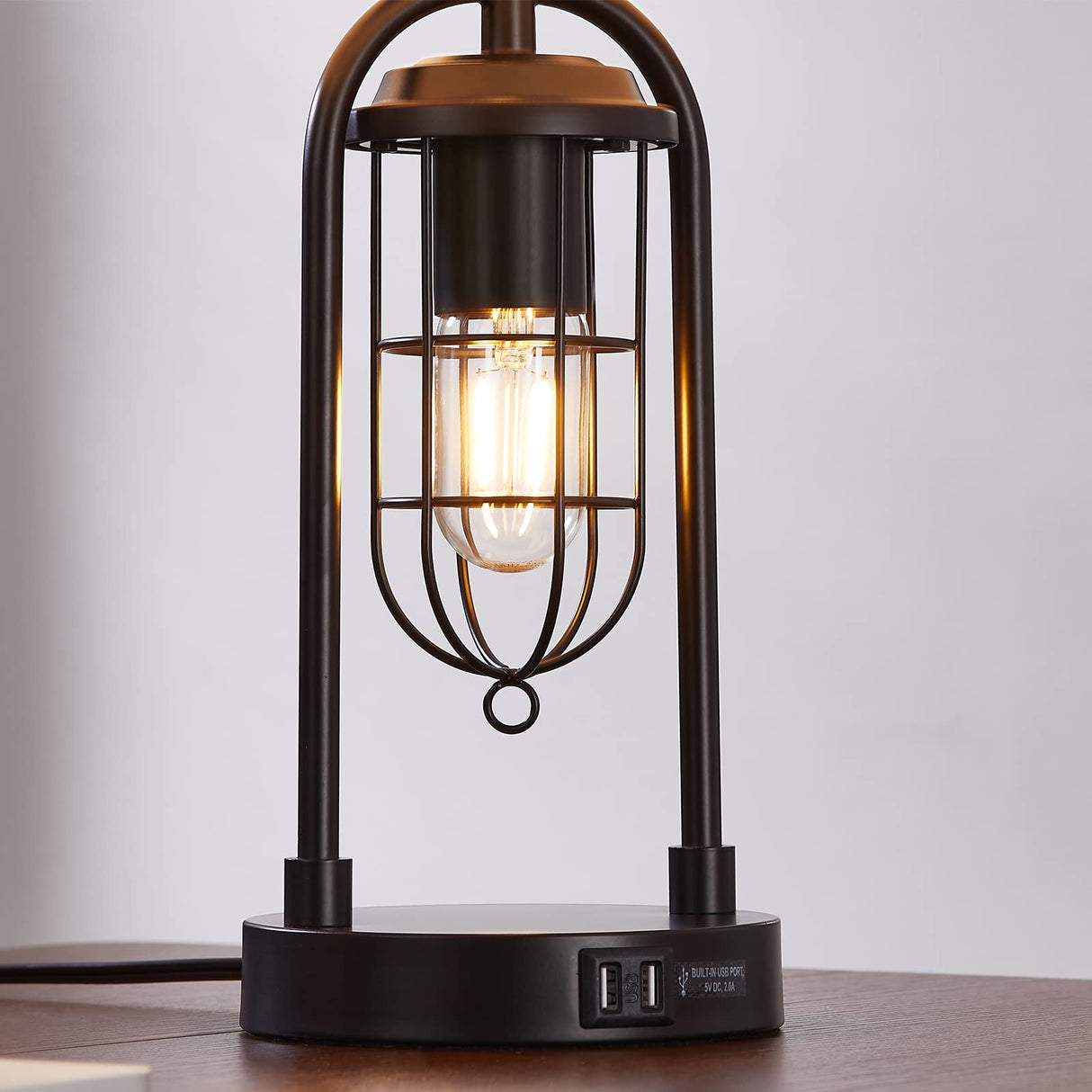 21'' Industrial Table Lamps Set of 2 with Night Light & USB Port