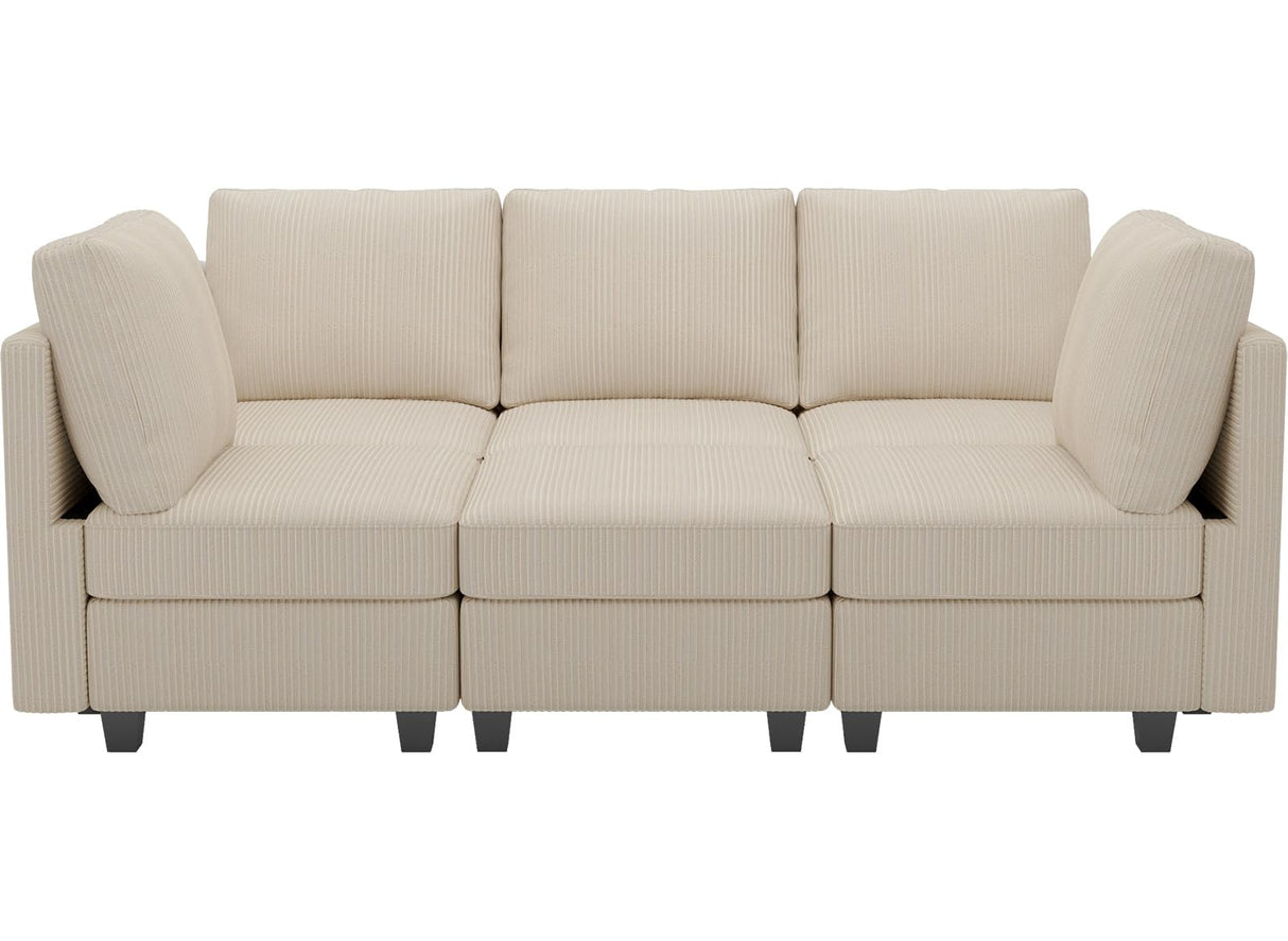 Modular Sectional Sleeper with Storage Ottoman Corduroy Sectional Couch