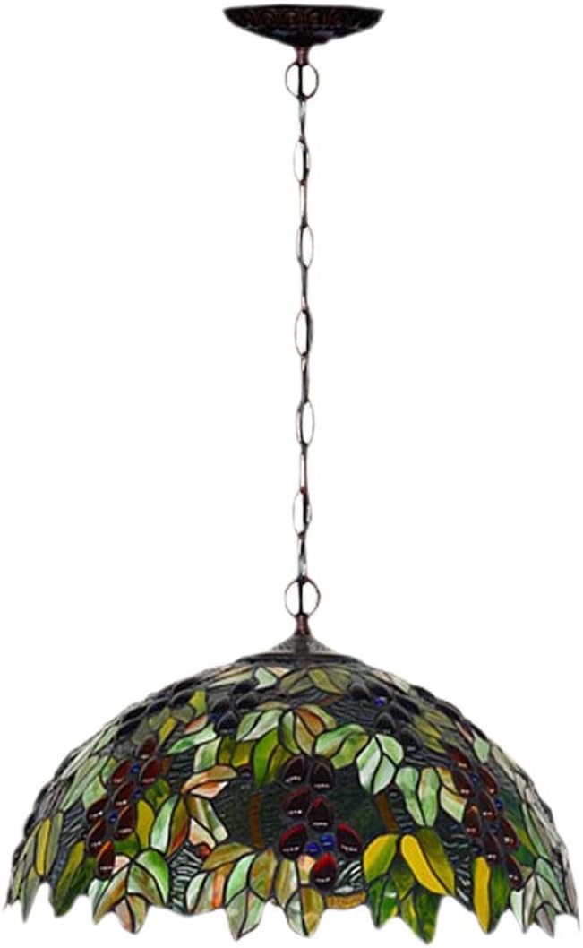 Tiffany Pendant Light Grape Art 20" E26 Stained Glass Pendant Lamp Creative Art Ceiling