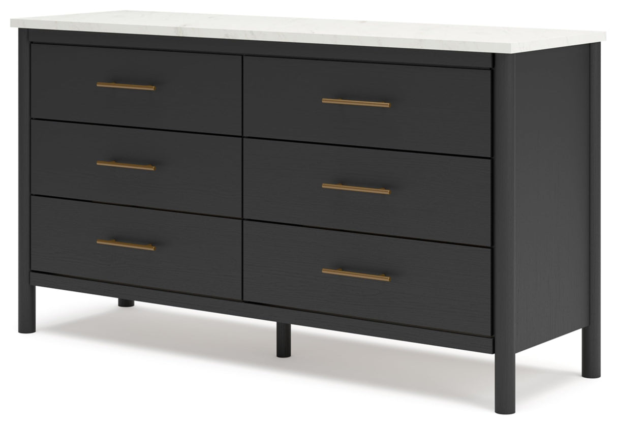 Cadmori Bohemian 6-Drawer Dresser with Safety Stop, Black & White