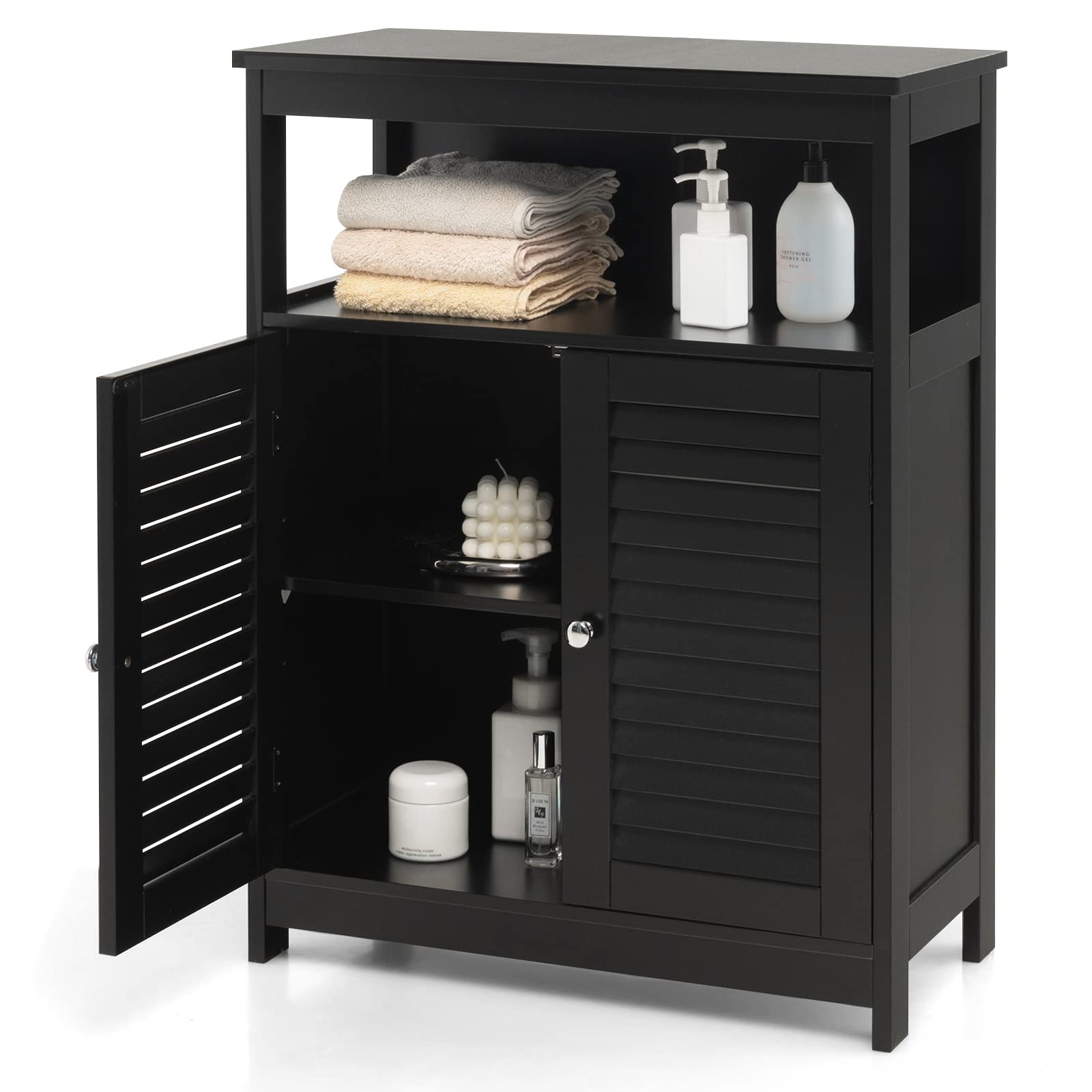 Bathroom Storage Cabinet, Wooden Side Storage Organizer