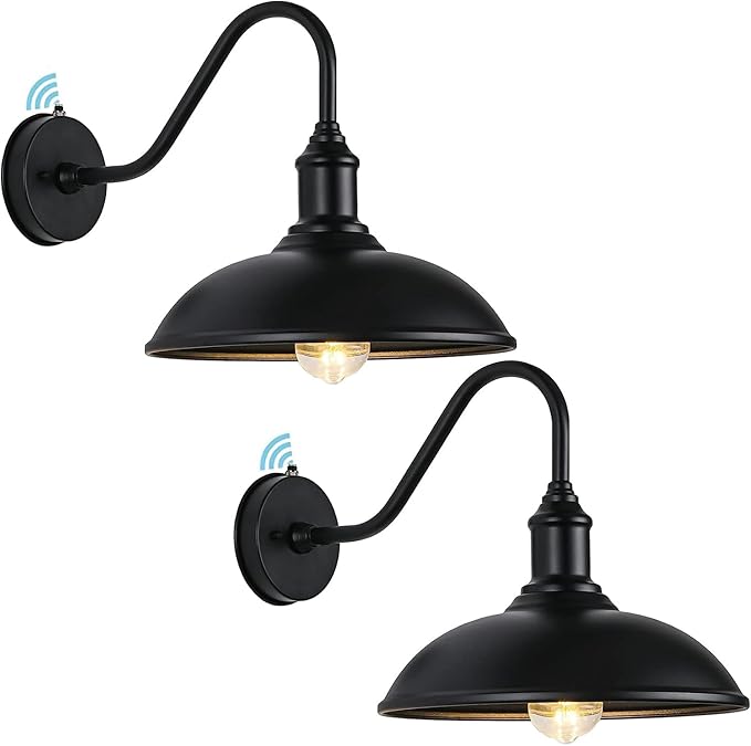 Outdoor Barn Lights 18 Inch Large Classic Gooseneck Light 2Pack,Dusk to Dawn Farmhouse