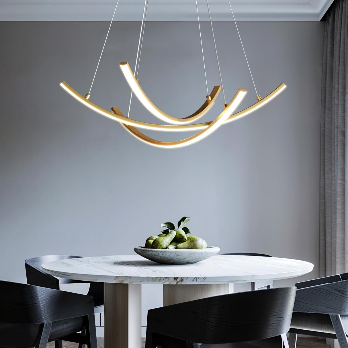 Led Modern Pendant Light with Remote Control, 3 Linear Lights led Chandelier