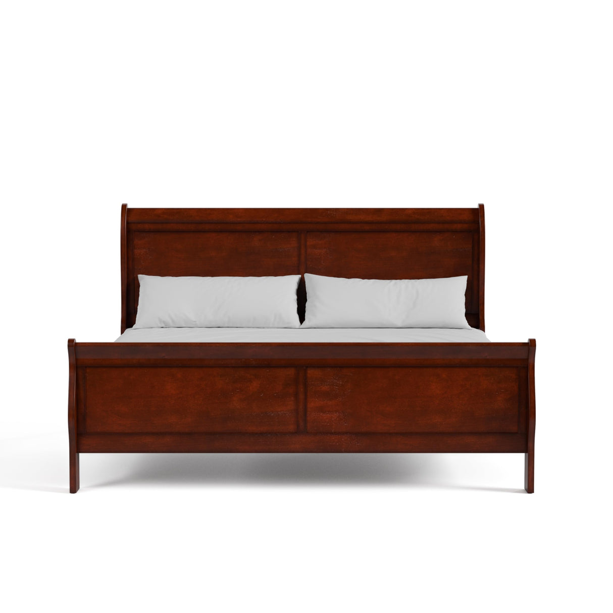 Traditional Cherry Wood King Bed Frame with Sleigh Headboard