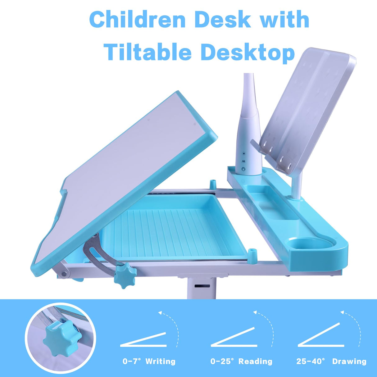 Kids Desk & Chair Set | Adjustable Study Table with Tilt Desktop & LED Light