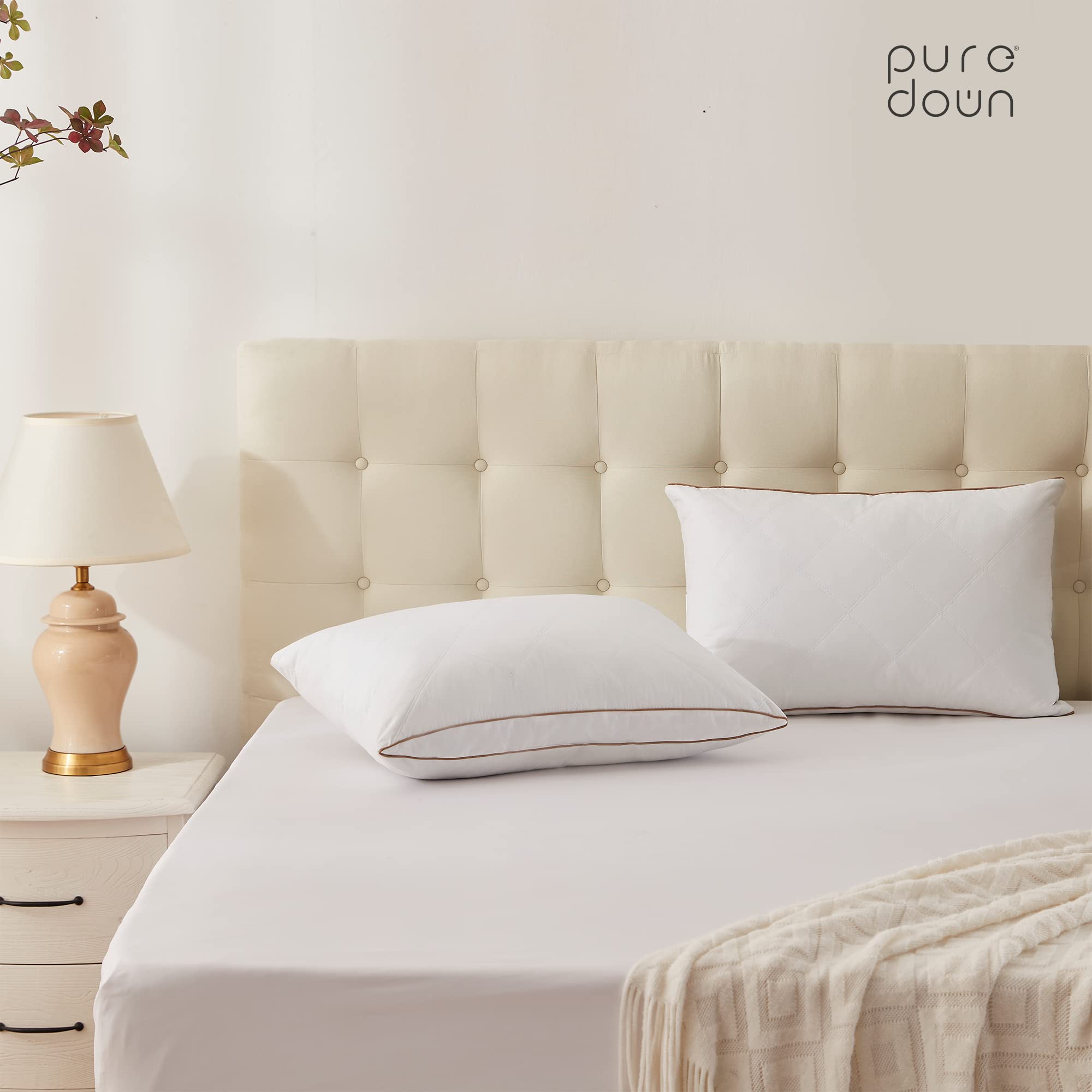 Natural Goose Down Feather Pillows for Sleeping Oval Gusseted Feather Down Pillow