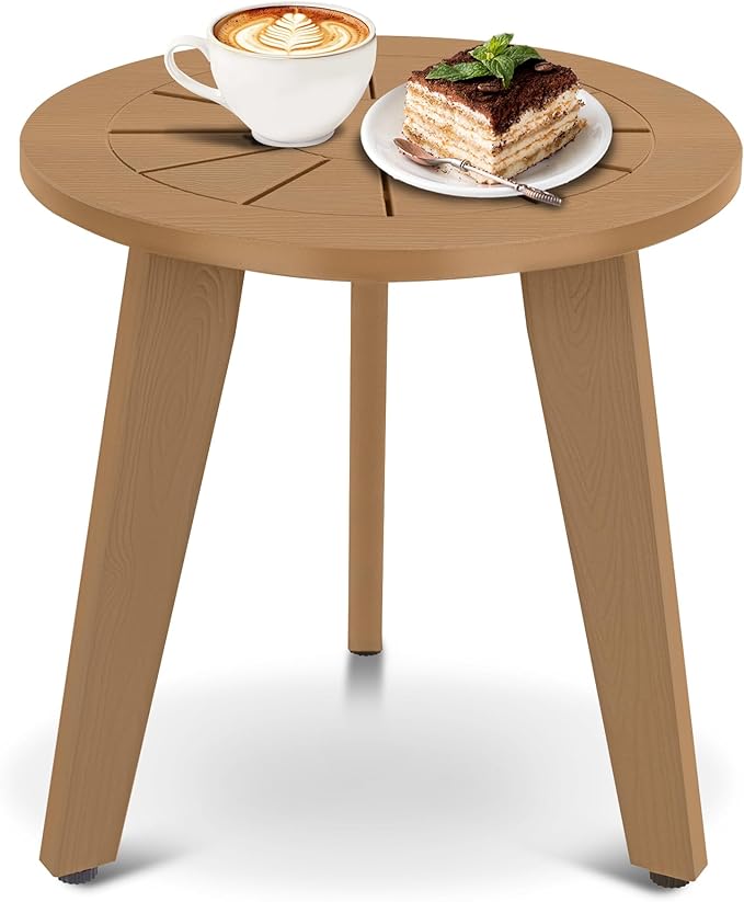 Outdoor Round Side Table, Waterproof Three-Legged Entryway Table