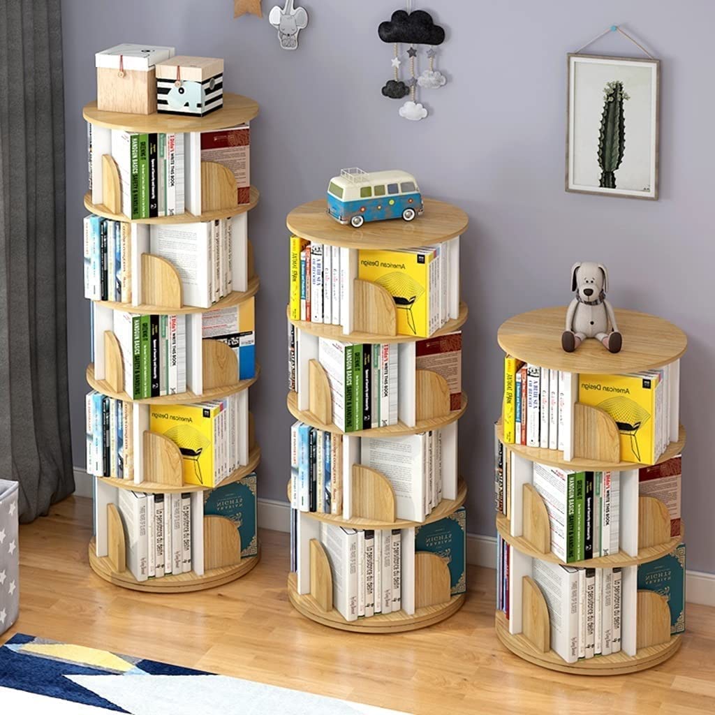 Librero 360° Rotating Display Bookshelf Creative Round Spinning Bookcase Floor Standing Shelves