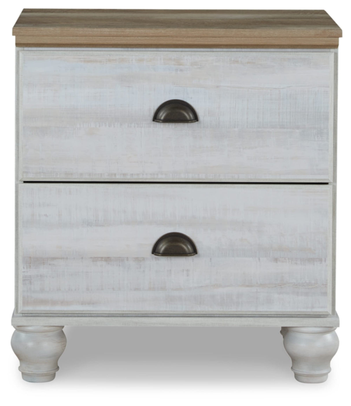 Haven Bay 5 Drawer Nightstand, White & Light Brown