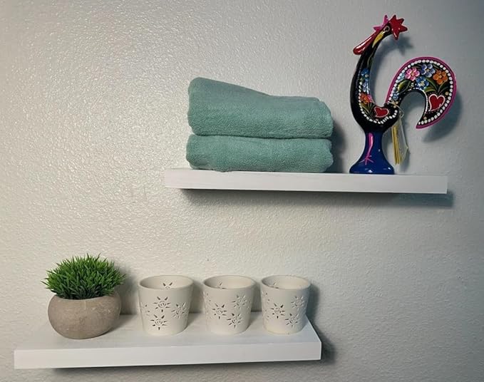 Floating Shelves for Wall | 2 Black Wood Shelves for Wall | Floating Shelves for Bathroom