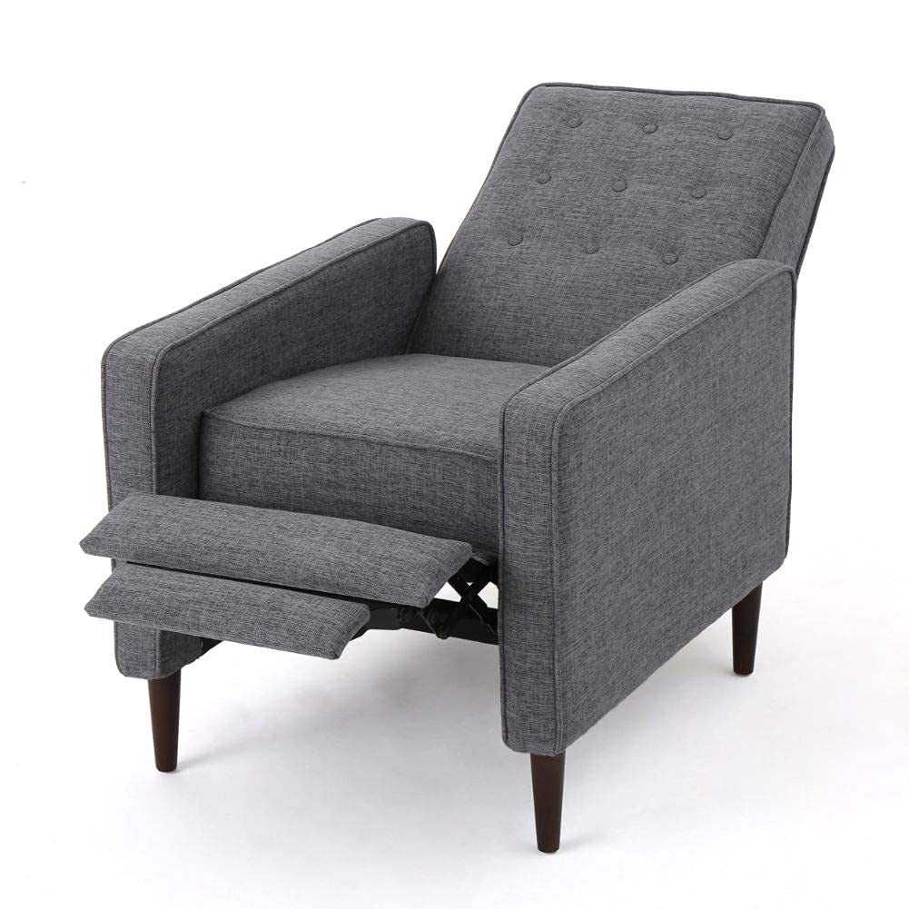 Mervynn Mid-Century Modern Fabric Recliner, Grey