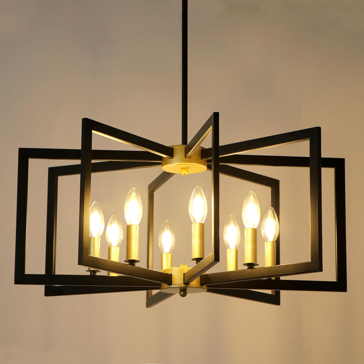 Black and Gold Chandelier, 8-Light Dining Kitchen Chandeliers Over Table