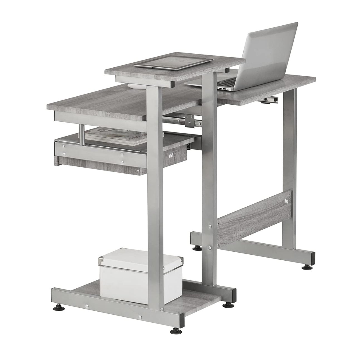 Complete Computer Workstation Desk, Gray, 37.75" W x 22" D x 35" H,Grey