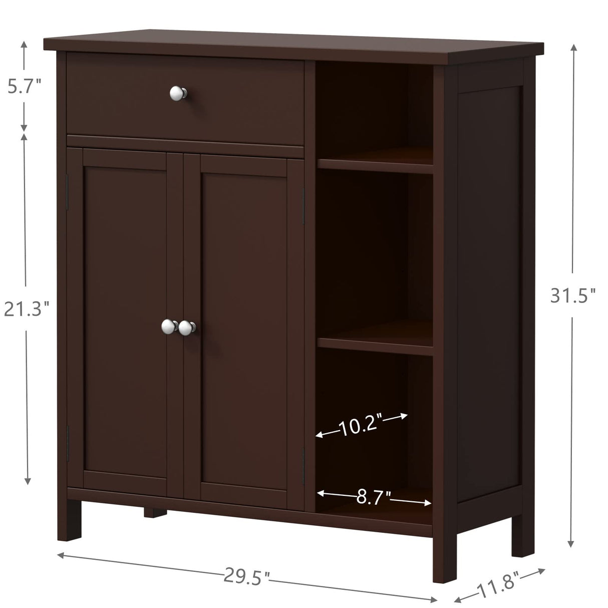 Bathroom Cabinet with Doors, Bathroom Floor Cabinet with Drawer, Adjustable Shelf,