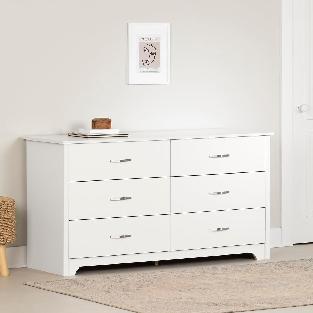 Fusion 6-Drawer Double Dresser Pure White, Contemporary