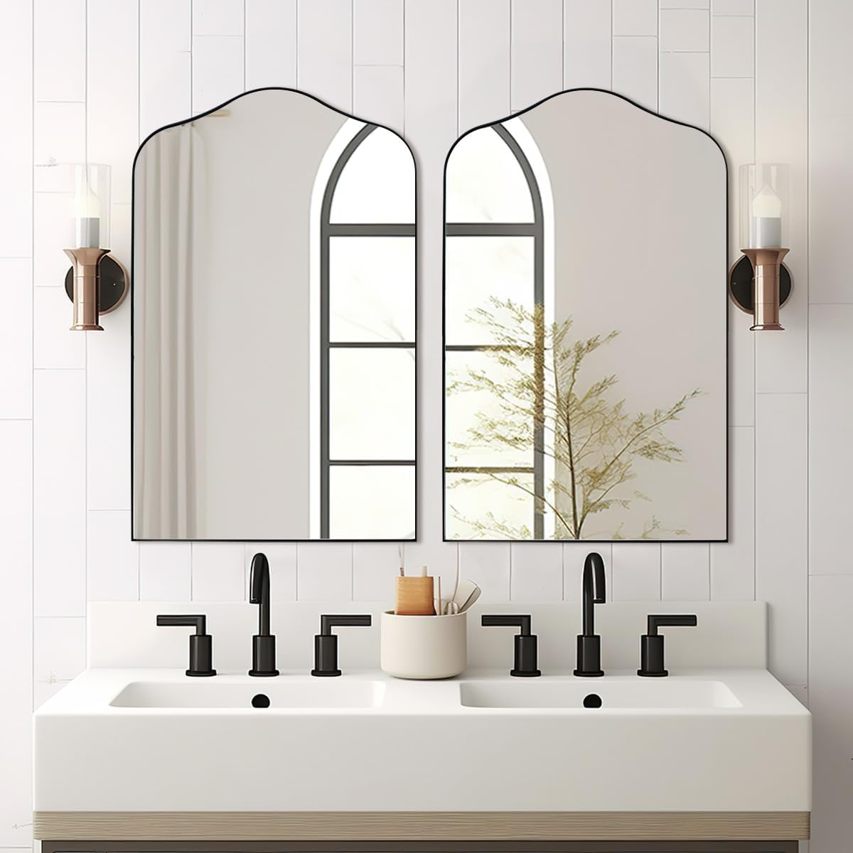 Irregular Wall Mirror, 22x35 Matte Black Asymmetrical Mirror with Metal Frame