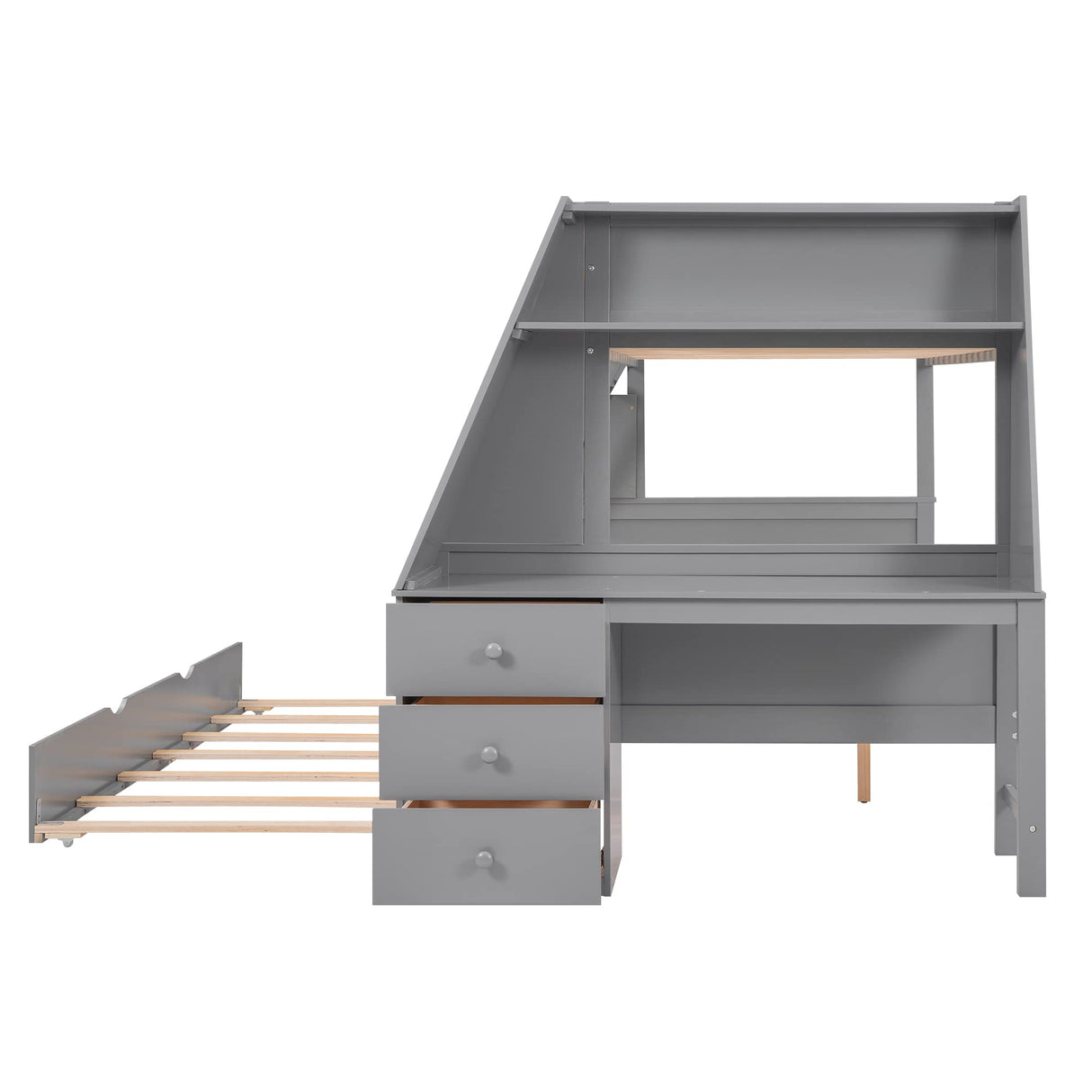 Twin Over Full Bunk Bed with Desk and Trundle