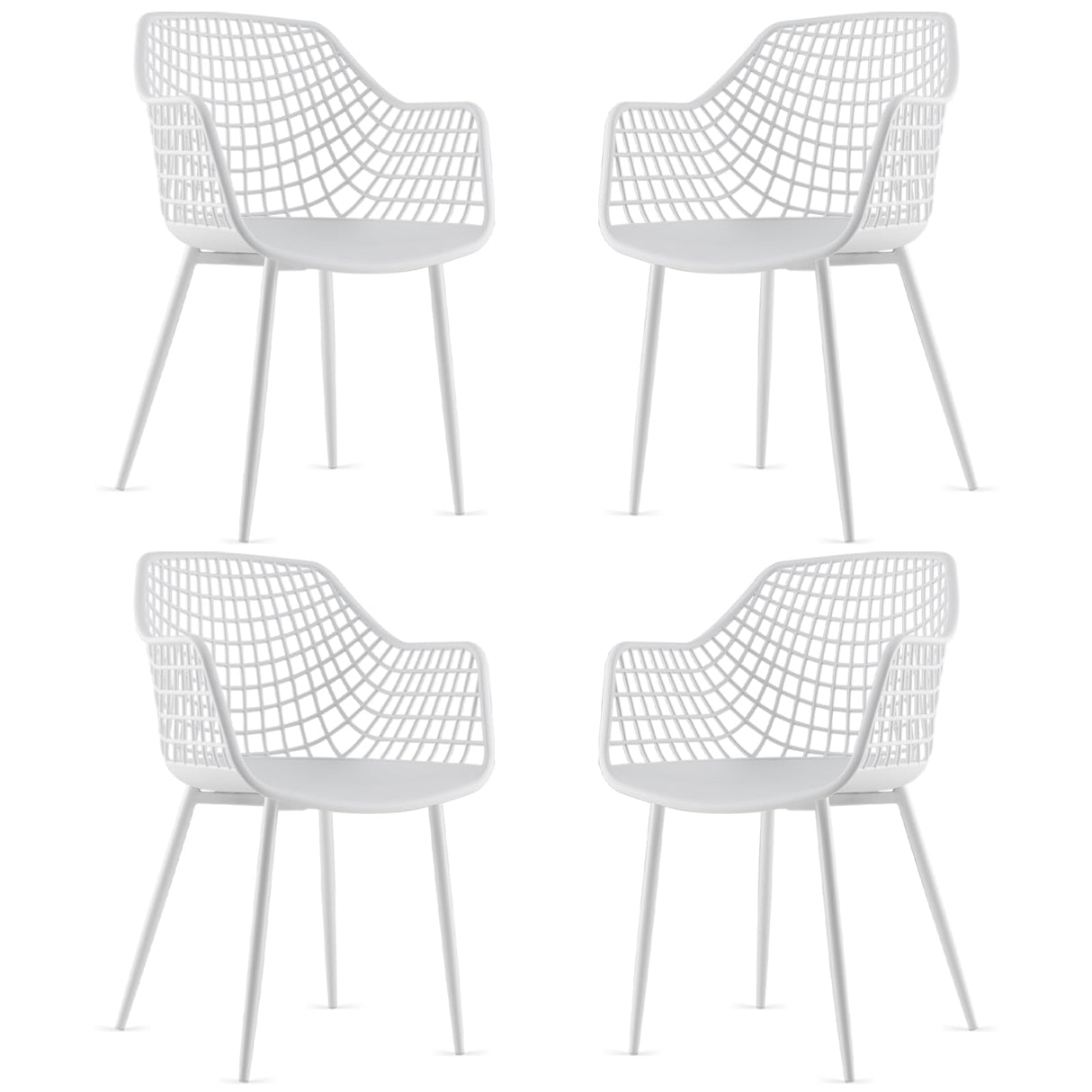 Dining Chairs Set of 4, Plastic Kitchen Chairs with Metal Legs