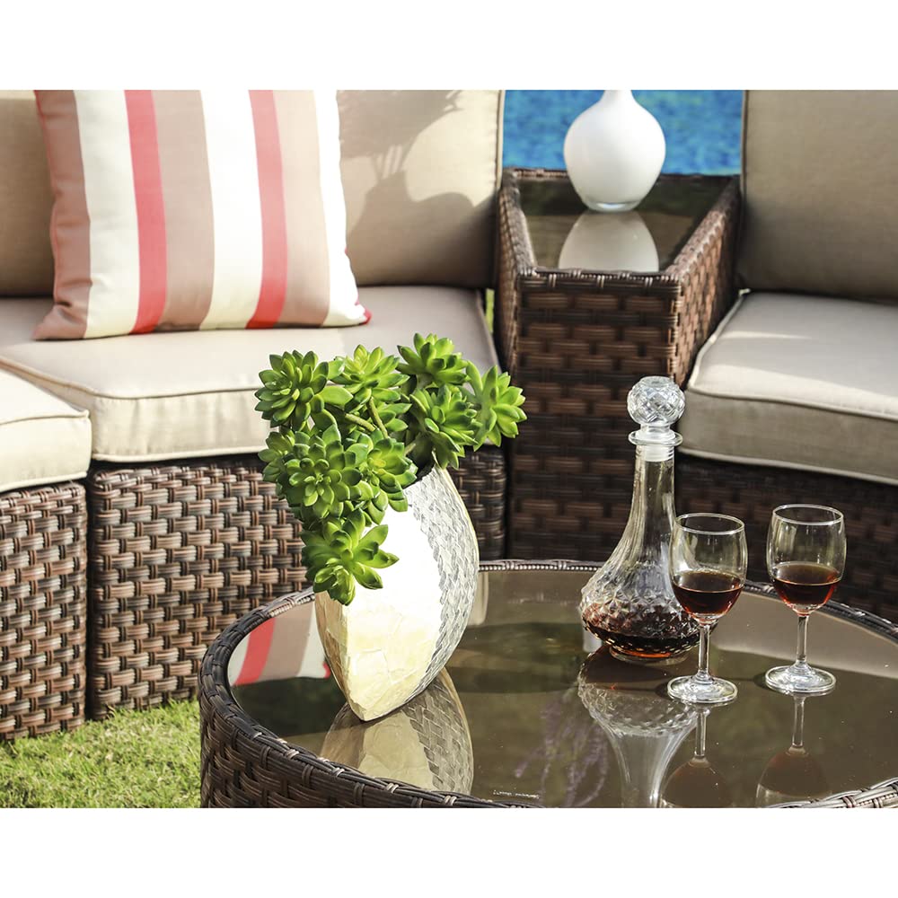 Outdoor Patio Furniture 11-Piece Half-Moon Sectional Round Patio Furniture Set