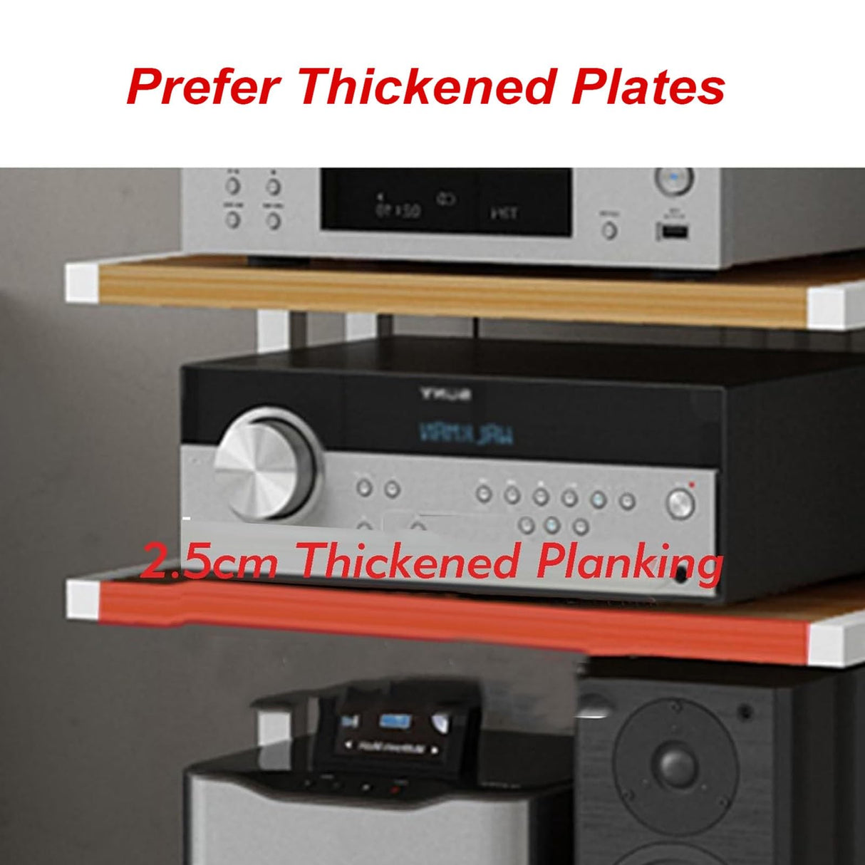 Movable 3/4/5-Tier Media Stand Audio/Video Component Cabinet with Wooden Shelf