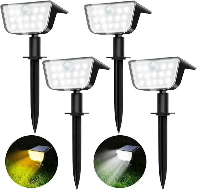 Solar Spot Lights Outdoor Motion Sensor, IP68 Waterproof Solar Landscape Spotlights