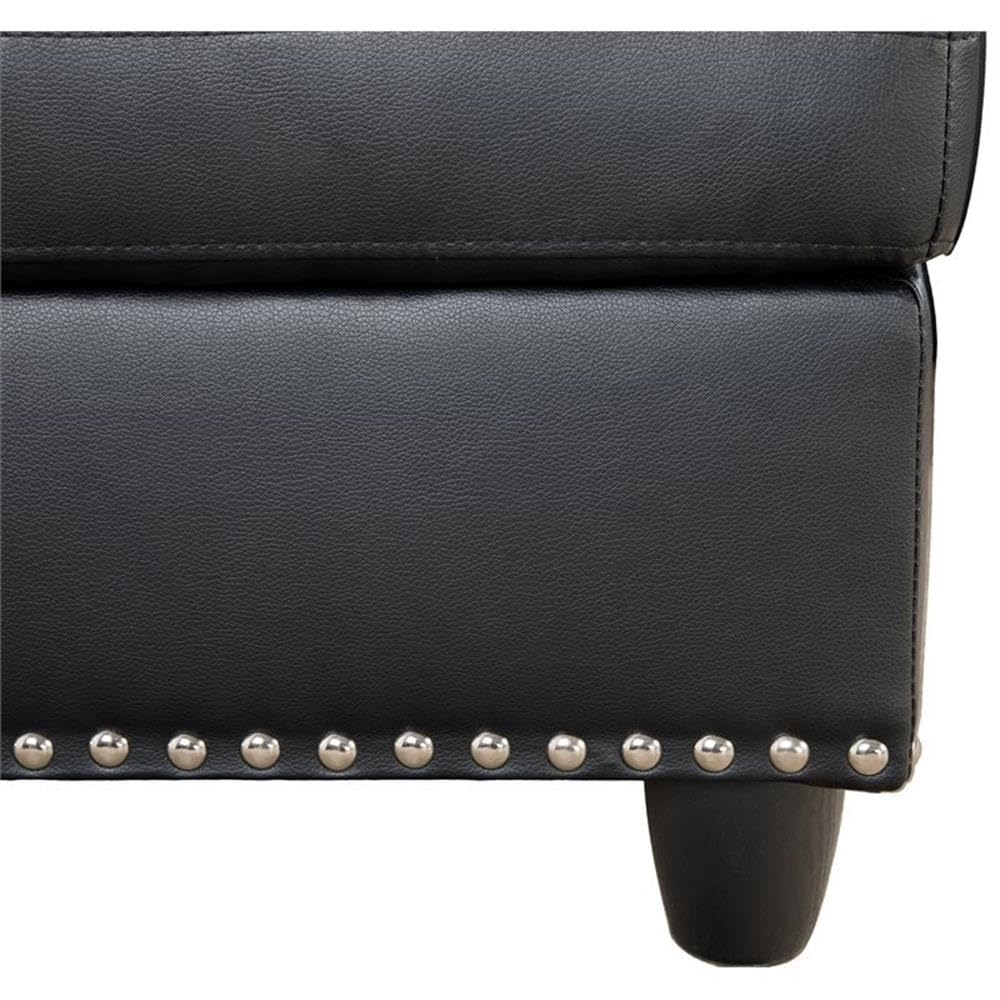 Faux Leather Sectional Sofa Couch with Storage Ottoman