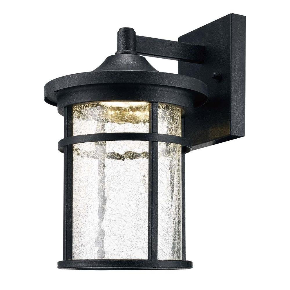 Collection Aged Iron Outdoor LED Wall Lantern with Crackle Glass