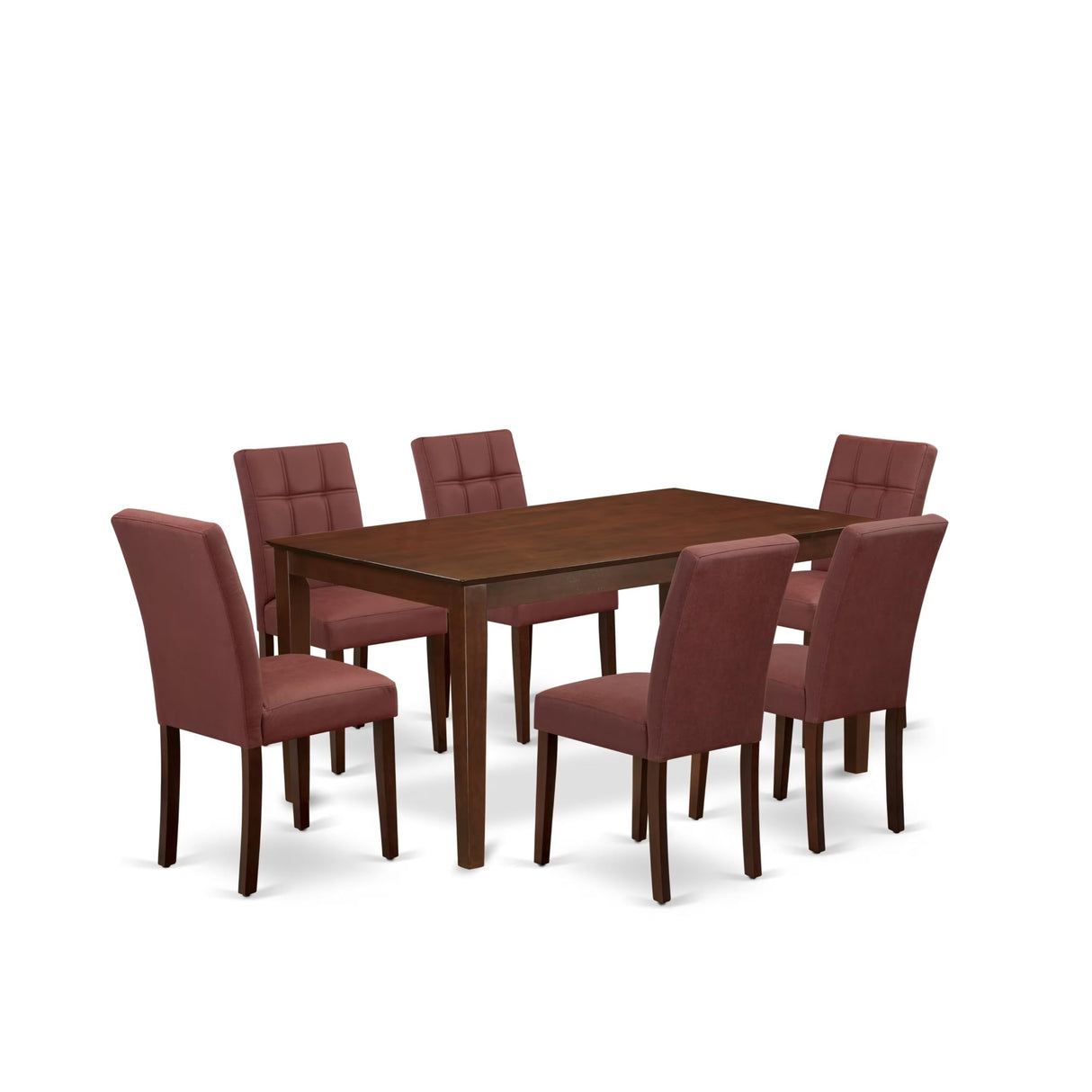 CAAS7-MAH-26 7 Piece Kitchen Dining Table Set Includes A Dinner Table and 6 Burgundy
