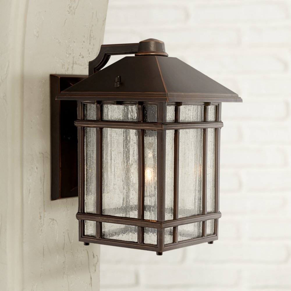 Sierra Craftsman Art Deco Outdoor Wall Light Fixture Rubbed Bronze Brown Steel