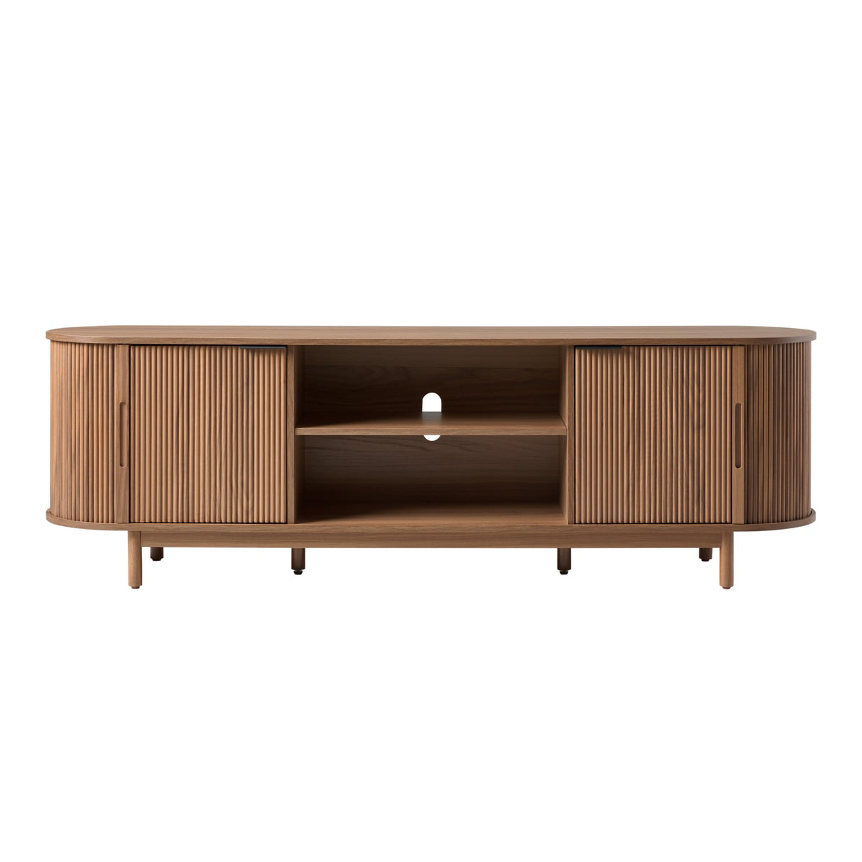 Modern Curved Reeded TV Stand for TVs up to 75 Inches
