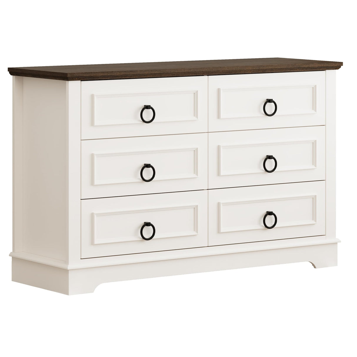 White Dresser for Bedroom, Wood Double Dressers & Chests of Drawers with 6 Drawers
