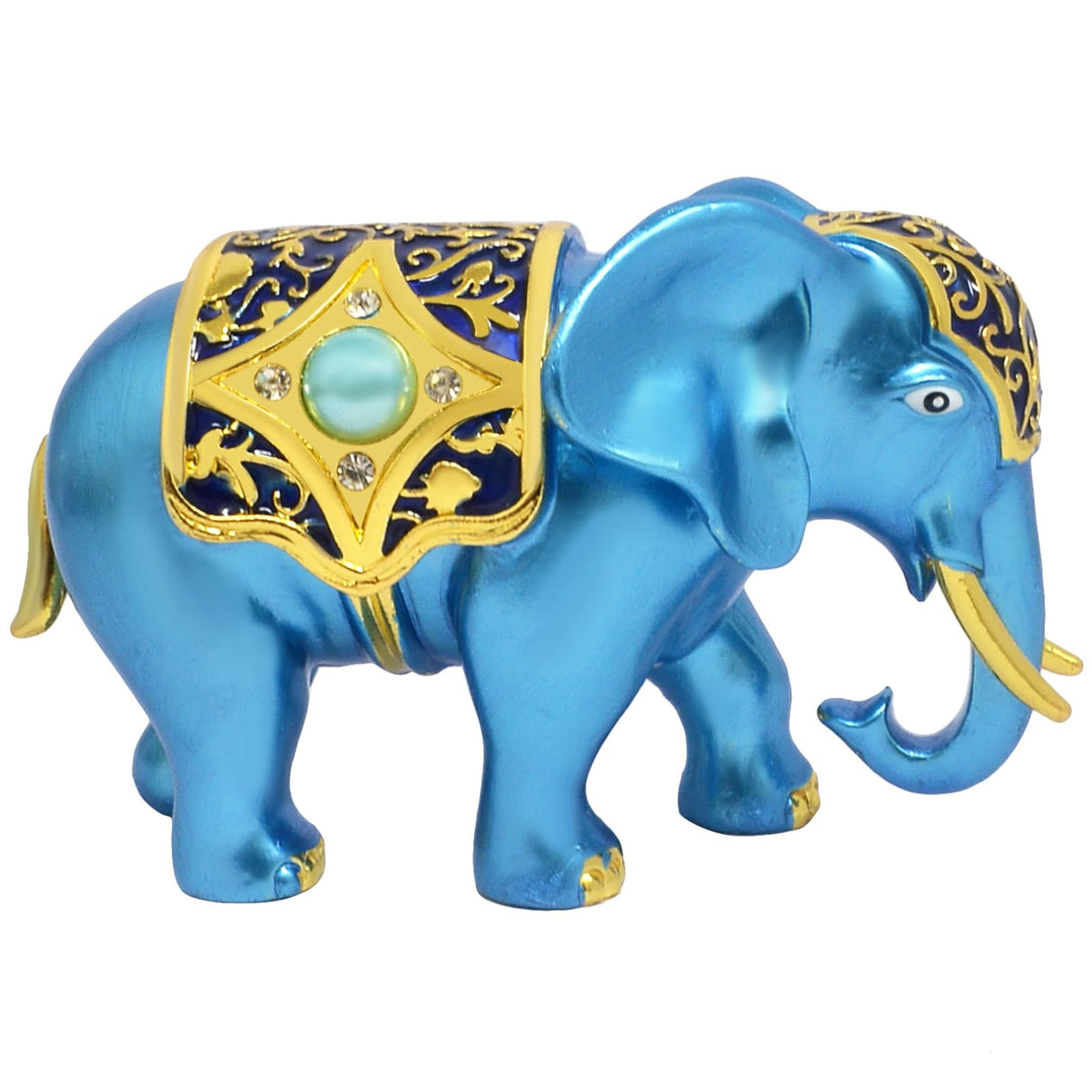 Blue Lucky Elephant Good Fortune Protection Home Statue Office Decor Figurine (Blue)
