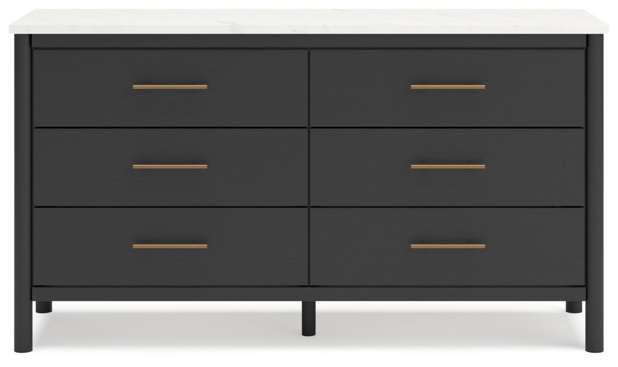 Cadmori Bohemian 6-Drawer Dresser with Safety Stop, Black & White