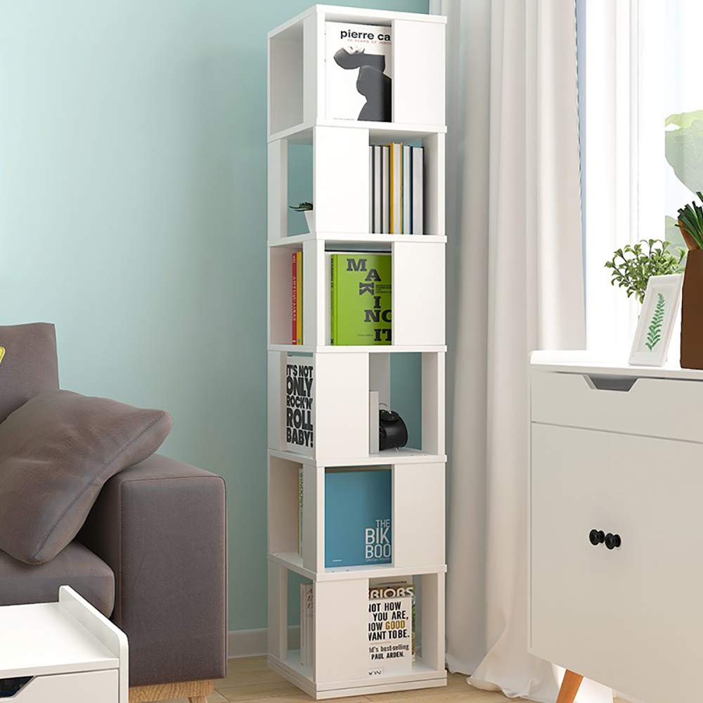 Rotating Bookshelf, Floor Rack Simple Bookcase Student Multi-Function Creative Bookshelf for Living Room