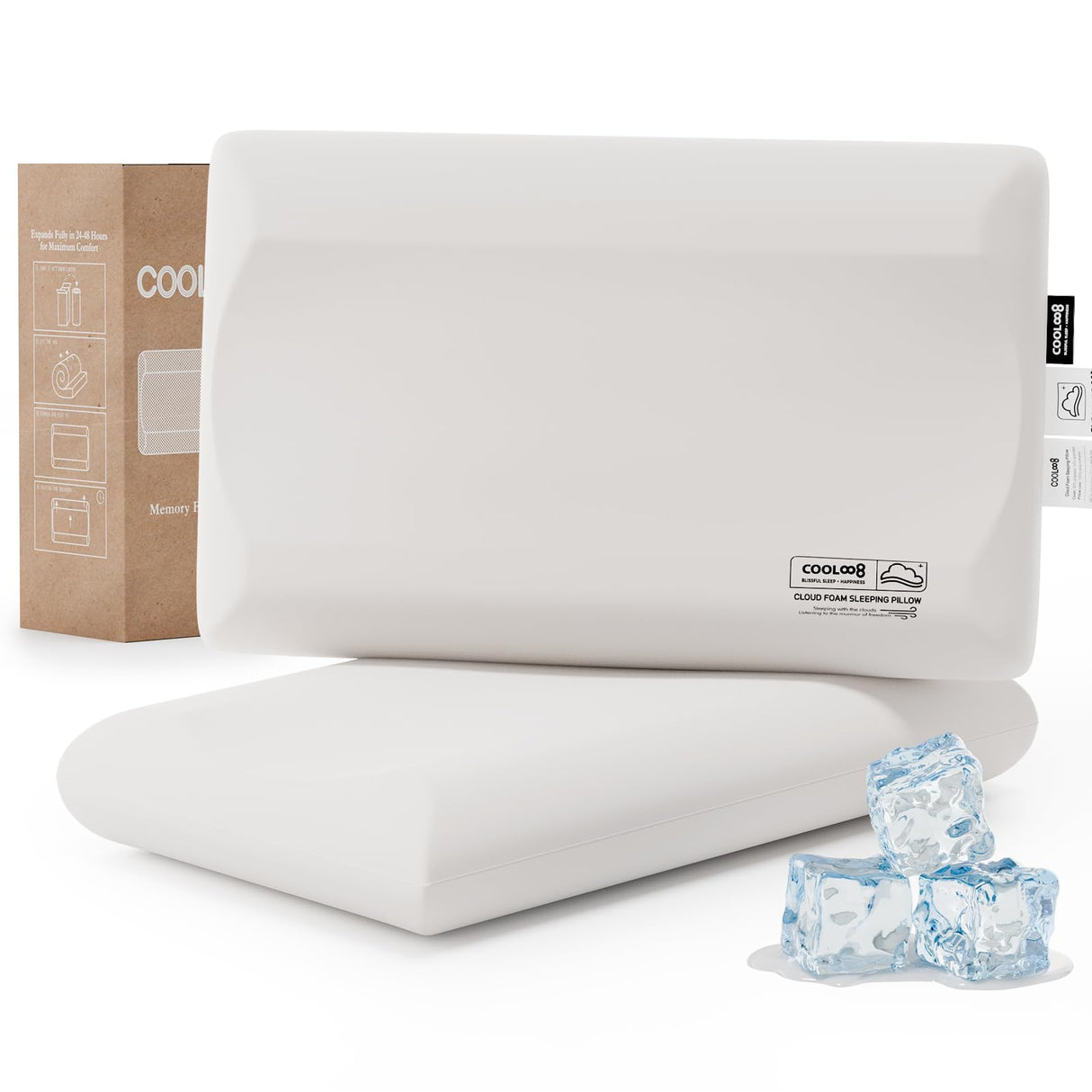 Memory Foam Pillows Queen Size Set of 2, Contour Cooling Cervical Pillow