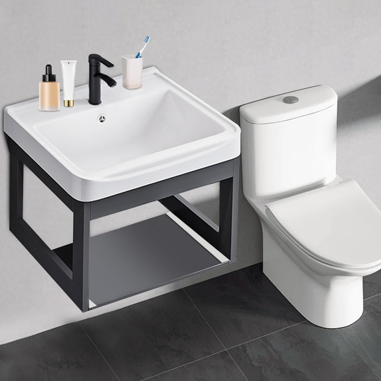 Bathroom Sink Vanity Combo - Wall Mount Single Vanity with Sink | 17 Inch Vanity Sink