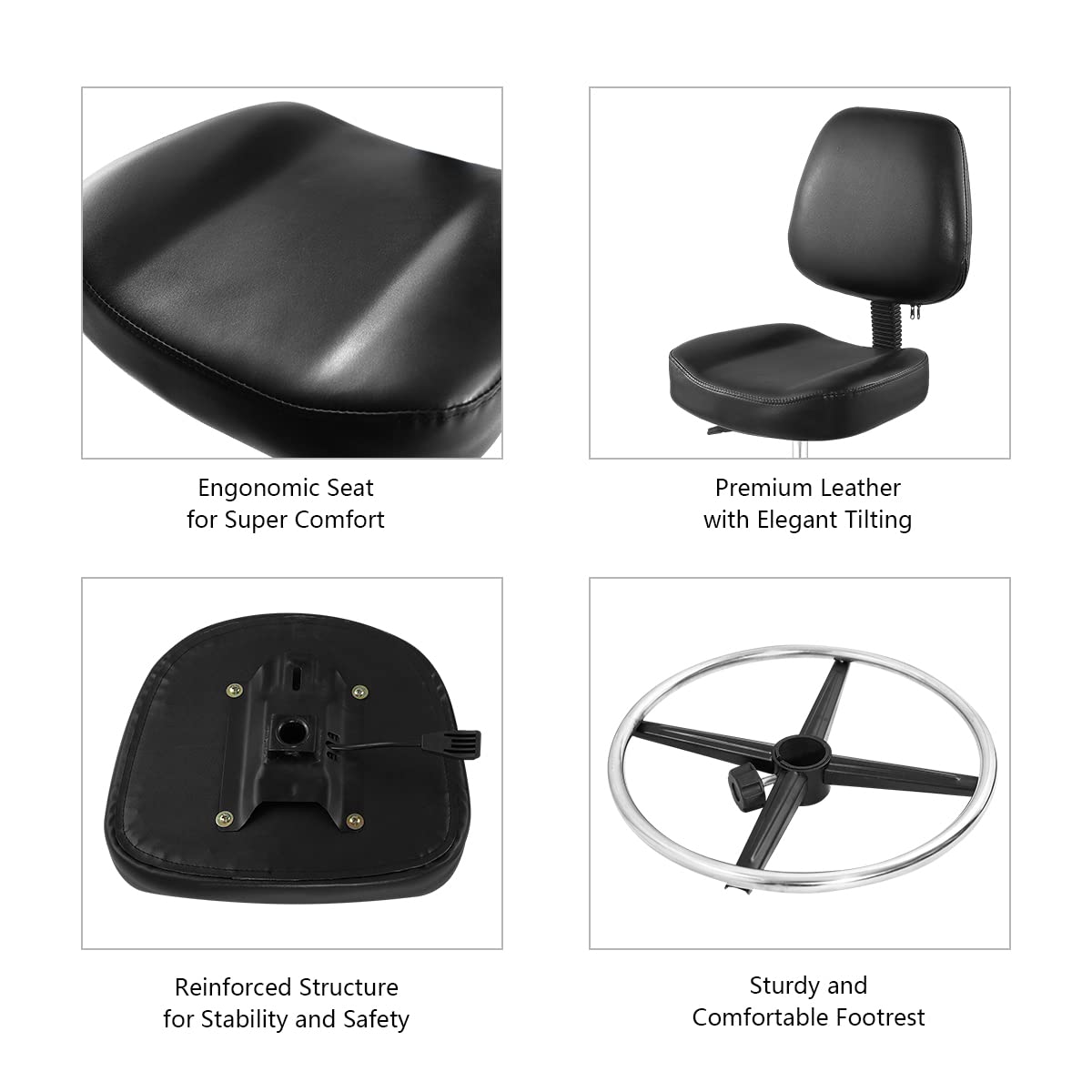 Drafting Chair with Wheels and Footrest - Heavy Duty Tall Office Stool