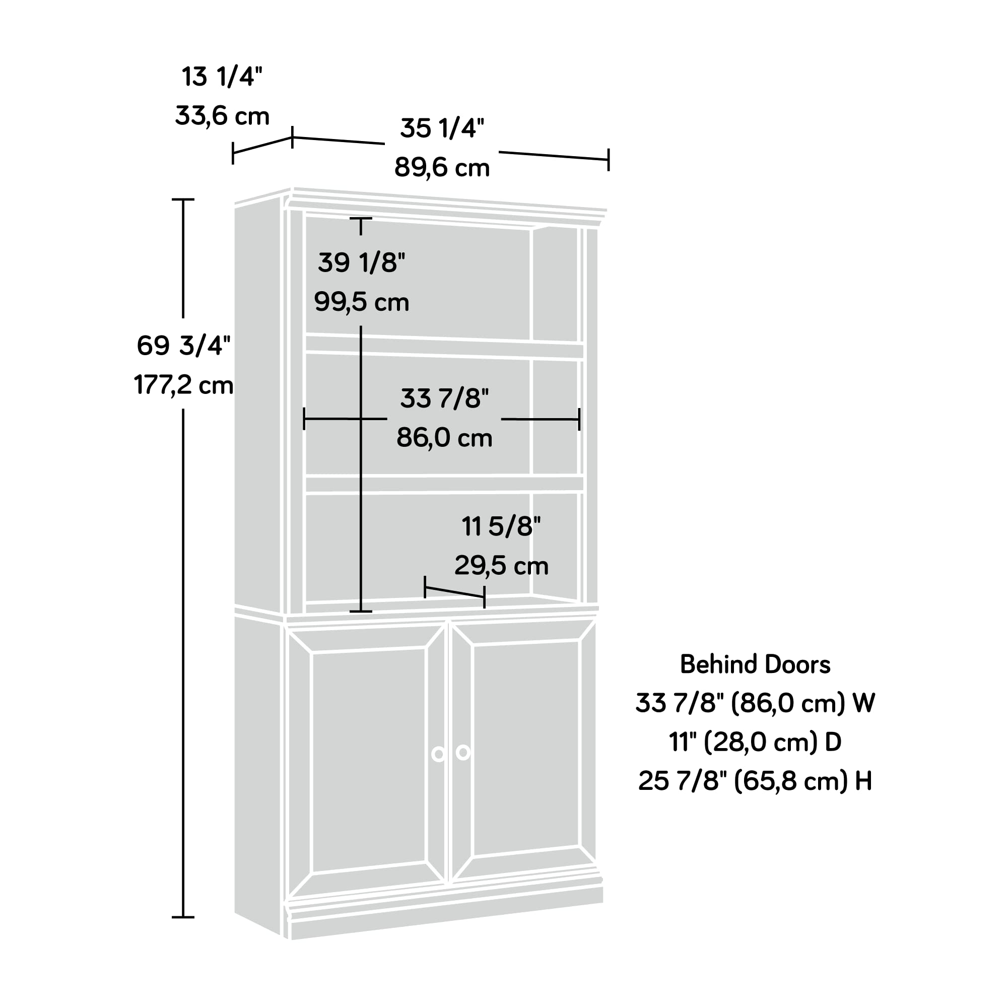 Miscellaneous Storage Bookcase/ Book Shelf With Doors, Chalked Chestnut finish