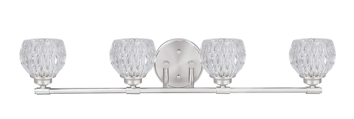 62197A, Four-Light Metal Bathroom Vanity Wall Light Fixture, 31-1/4" Wide