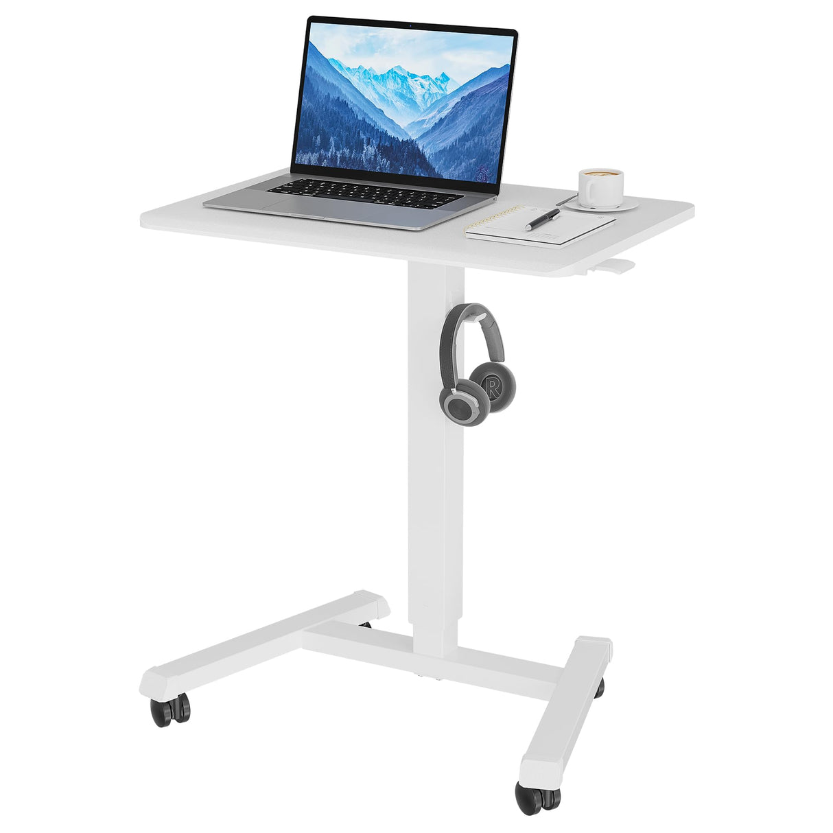 25.6" x 17.7" Mobile Standing Desk, Gas Spring Mobile Stand Up Desk, Portable Podium