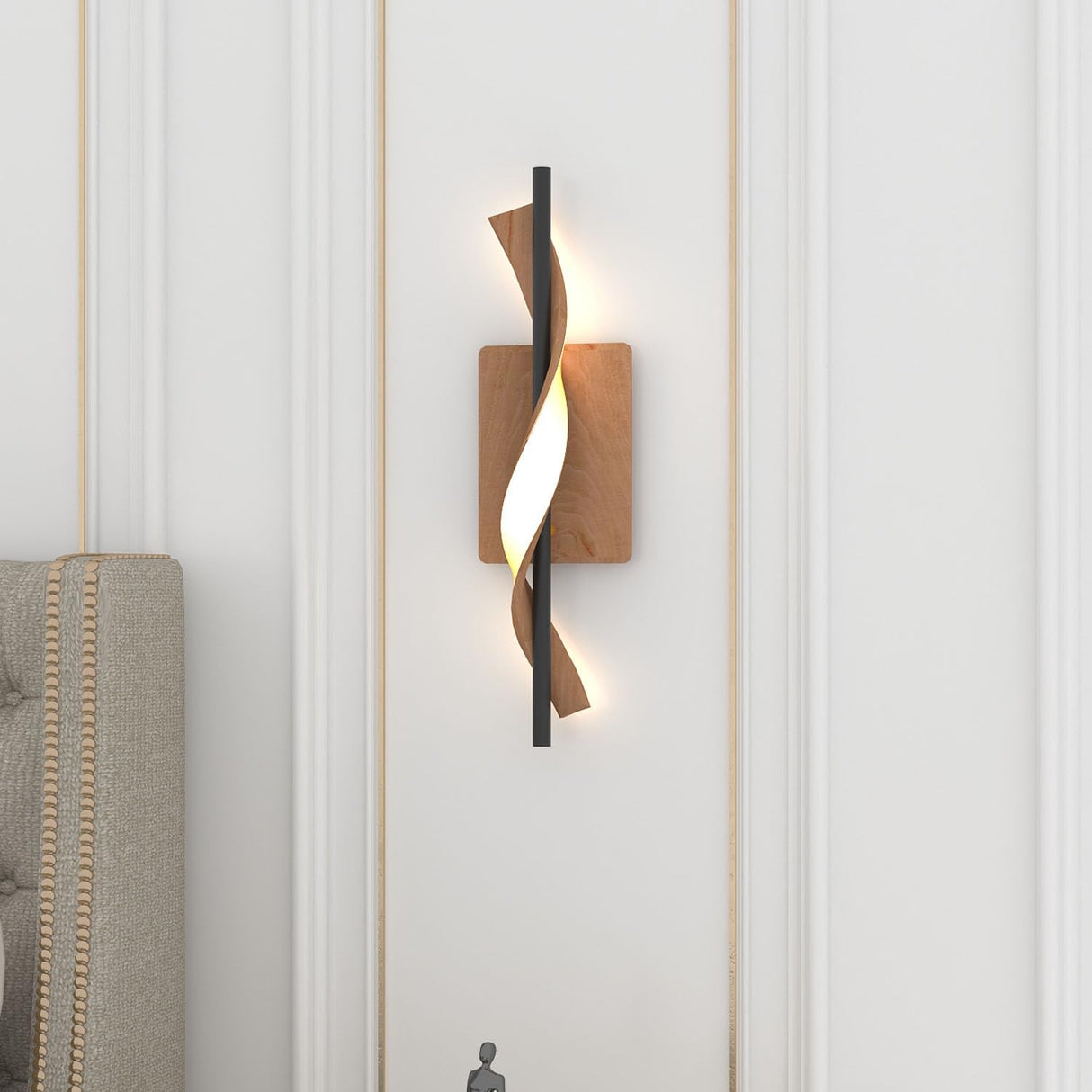 Modern Bathroom Vanity Light, 18 Inch Spiral Acrylic LED Wall Sconce