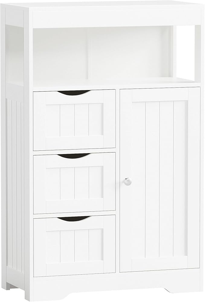 Bathroom Floor Cabinet, Wooden Free-Standing Storage Organizer