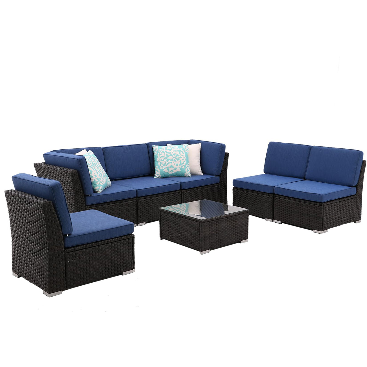 7PCS Patio Sofa Set with Coffee Table Patio Conversation Set Outdoor Sectional