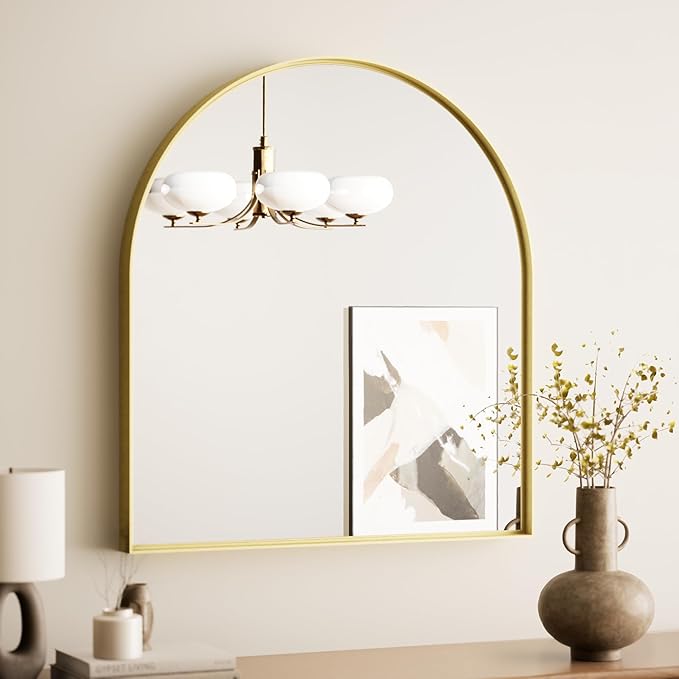 Black Arched Aluminum Mirror Bathroom with Tempered Glass