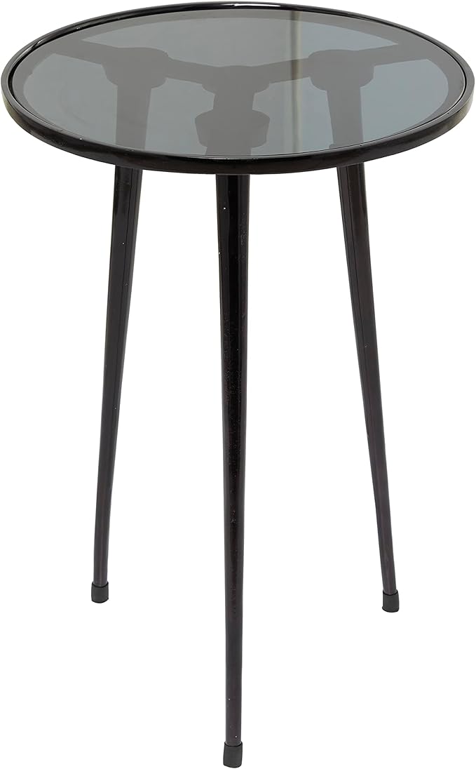 Aluminum Accent Table with Shaded Glass Top, 15" x 15" x 22", Gold