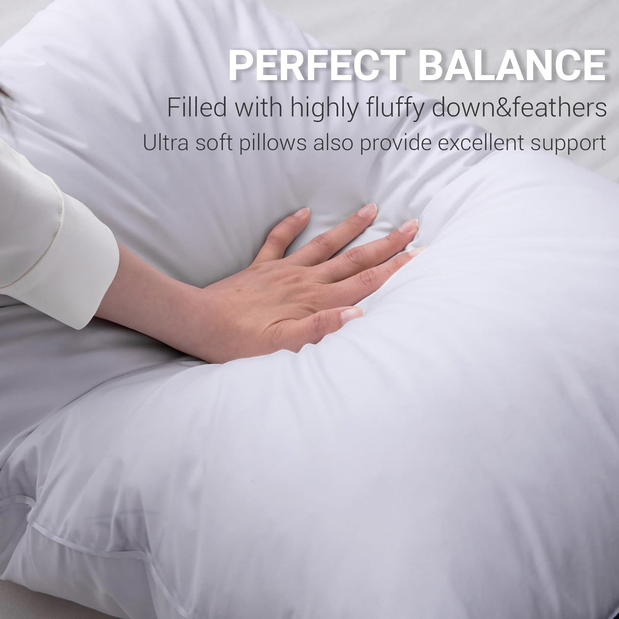 Feather Pillow Standard Queen Size Set of 2 Bed Pillows for Sleeping